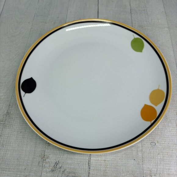 Rachael Ray LITTLE HOOT Autumn Leaves Owl Bands Porcelain Dinner Plates Set of 5 - Picture 6 of 16